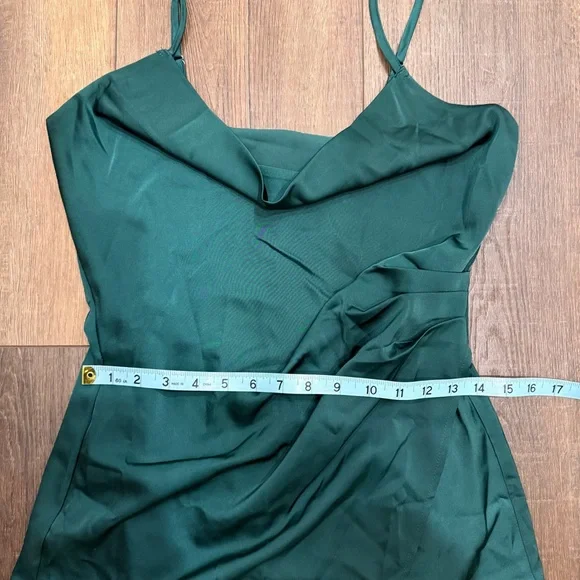 Lulus Hollywood Forest Green Satin Midi Dress Women's Size medium - Picture 7 of 15